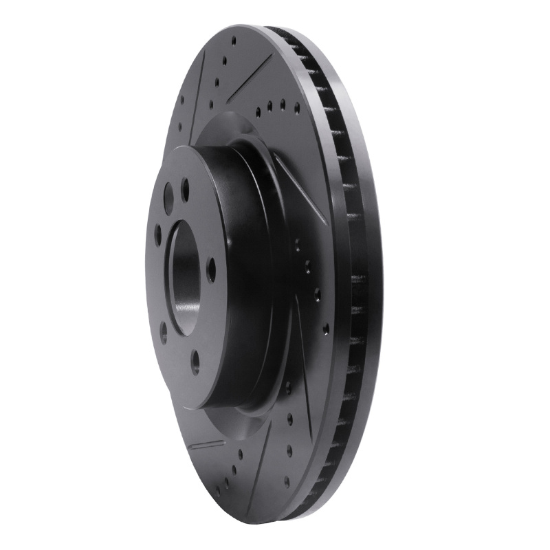 Land Rover LR3 Brake Rotor (1) - Front Left - R1 Concepts - Drilled & Slotted - Black - `05-`09